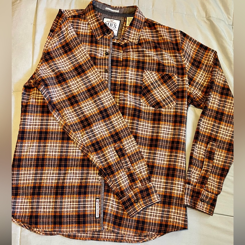 Blue, White and Orange, Large Size, MBX Flannel